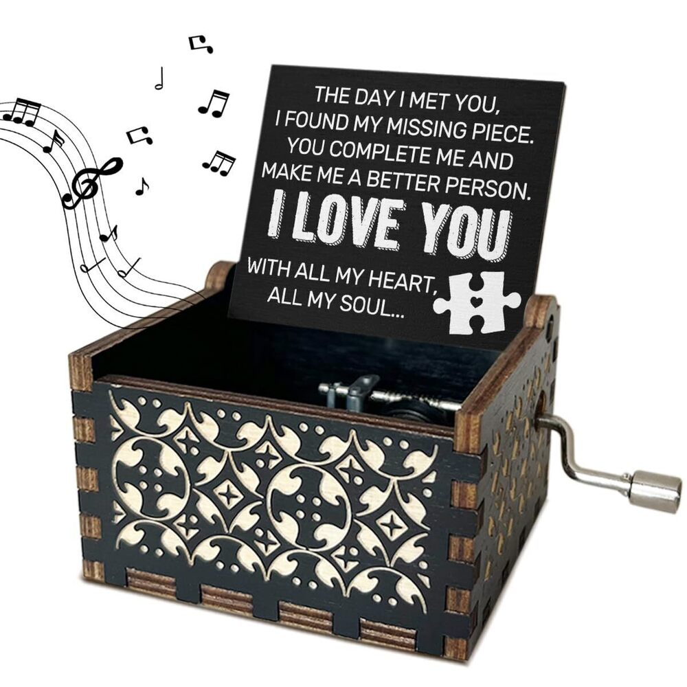 9989 I Love You Wooden Music Box with Handle The Day I Met You I Found My